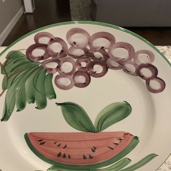 COOP Ceramiche Toscane Large 13.5" Deep Plate Platter Handpainted Italy Fruit - Picture 3 of 11